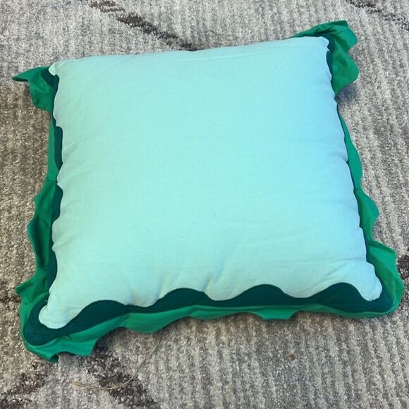 Maeve by Anthropologie Green and Turquoise Scallop Pillow 20x20 - Picture 3 of 6